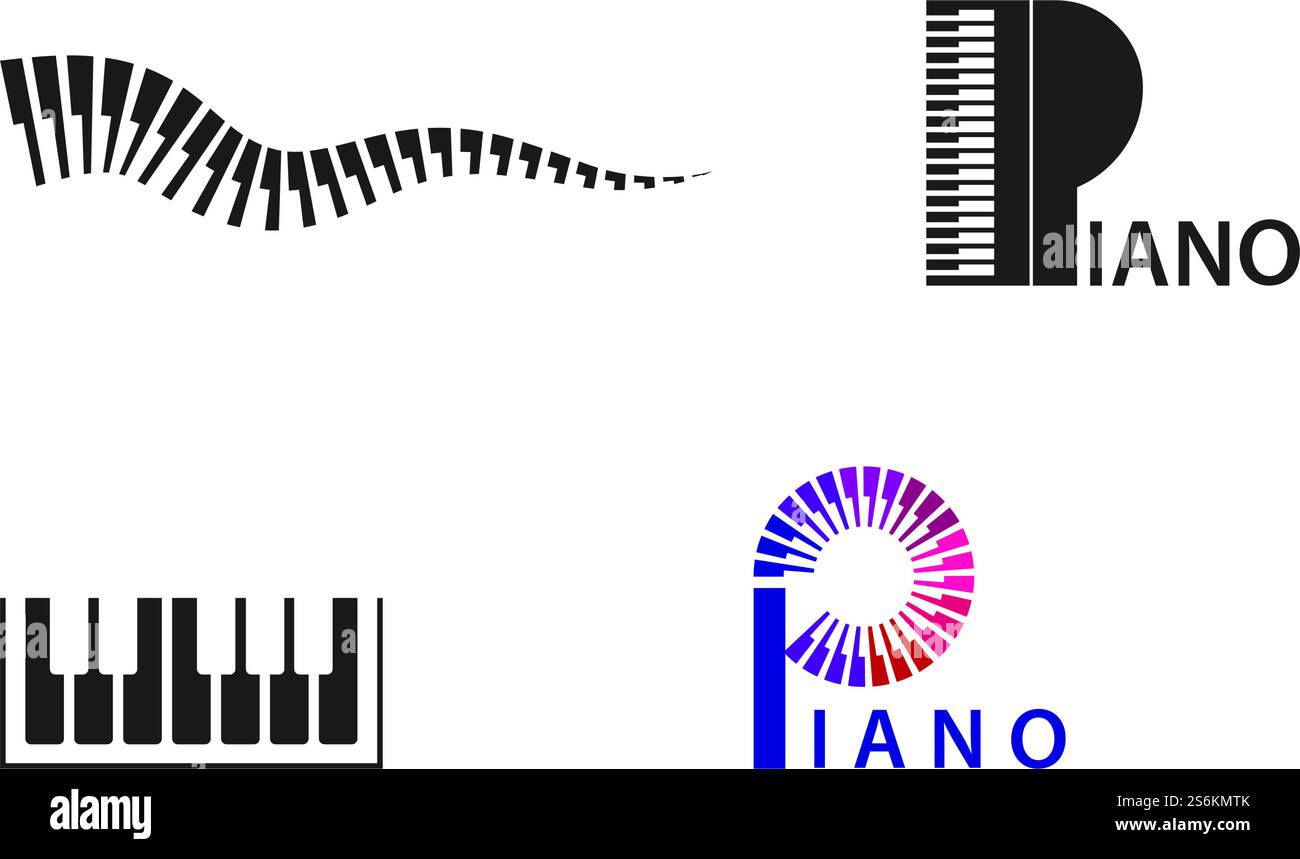Piano vector ilustration flat design template Stock Vector
