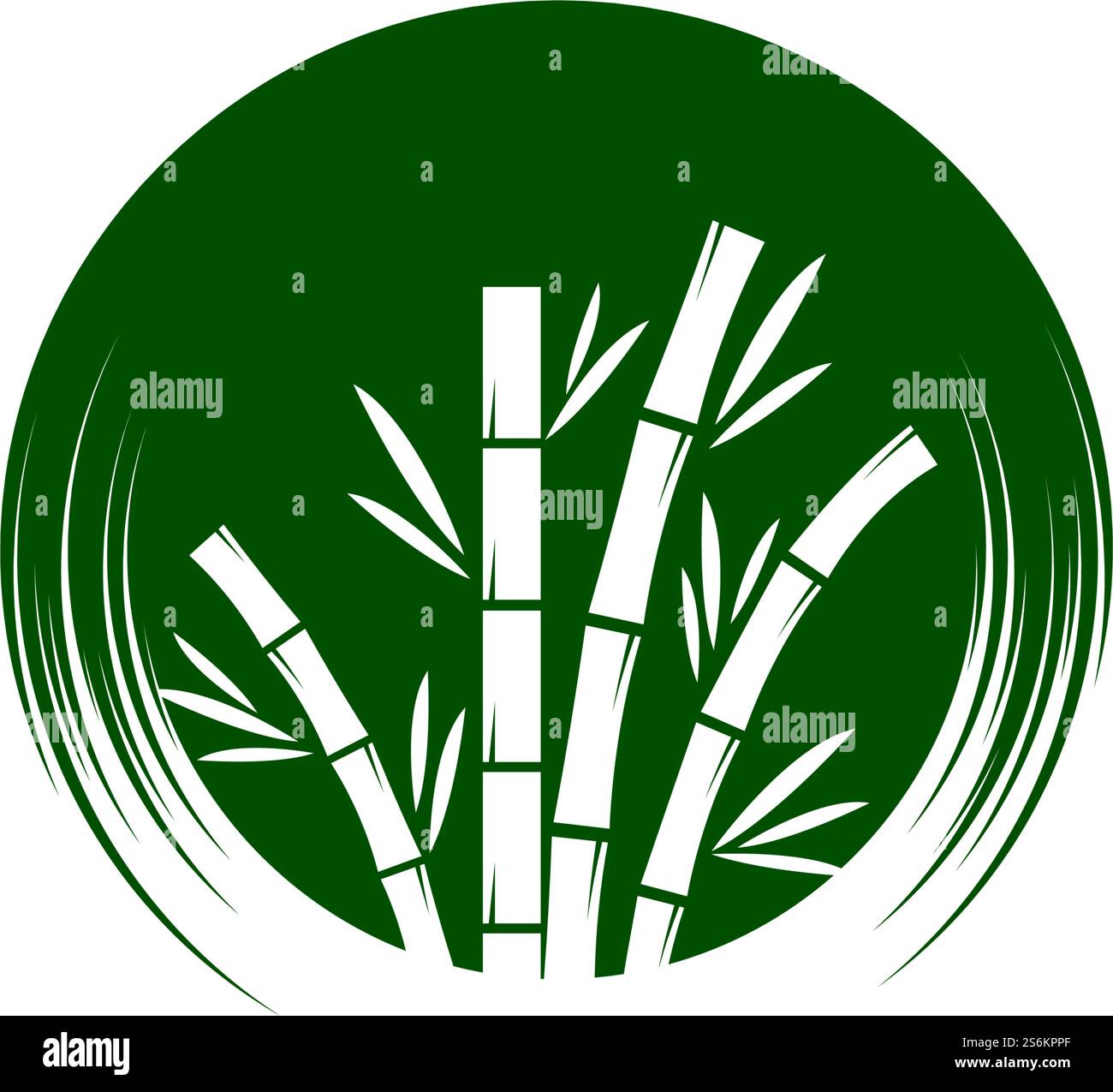 Bamboo with green leaf logo ilustration vector template Stock Vector