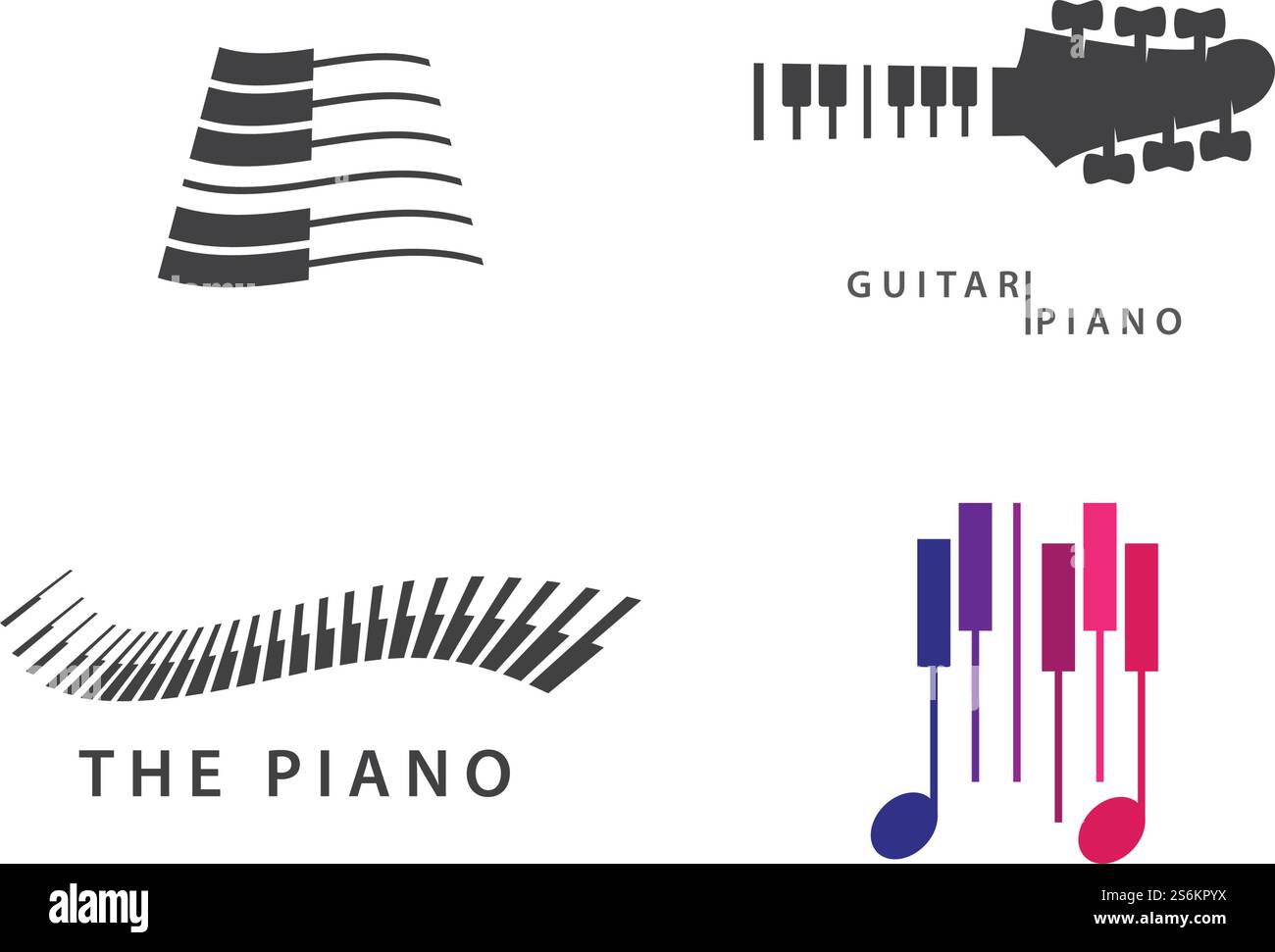 Piano vector ilustration flat design template Stock Vector