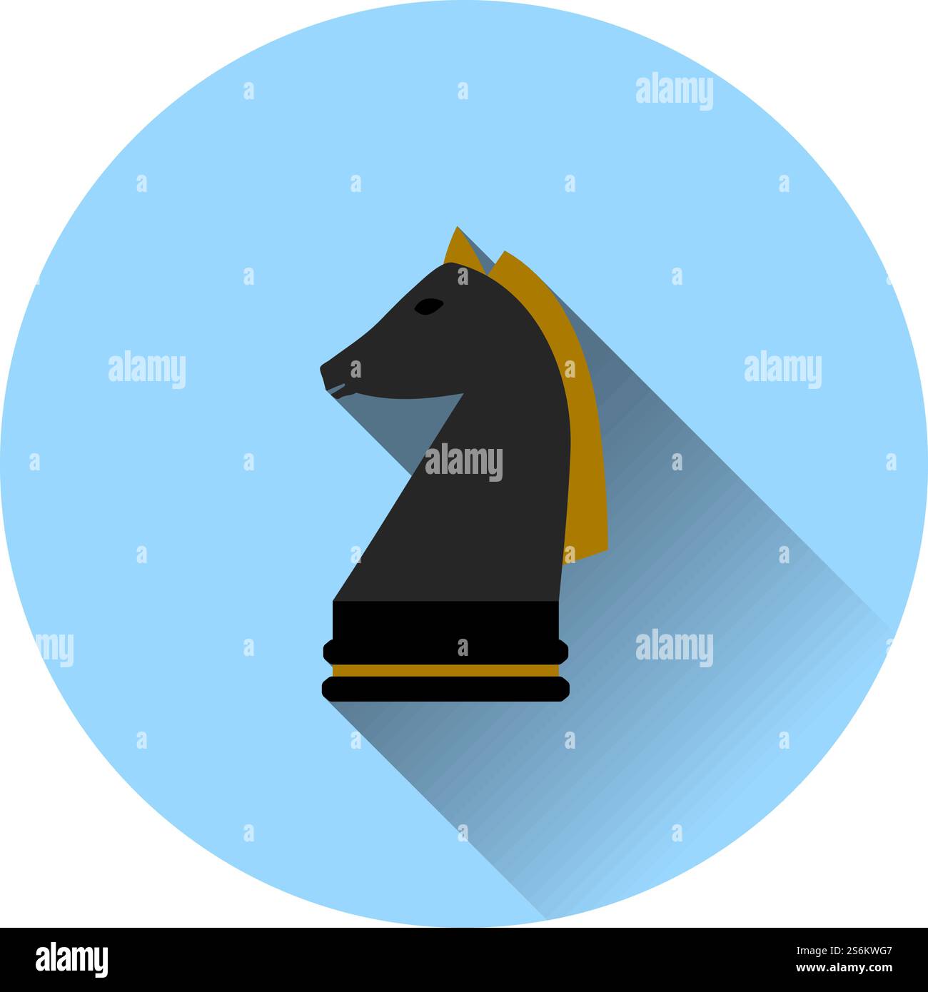 Chess Horse Icon. Flat Circle Stencil Design With Long Shadow. Vector Illustration. Stock Vector