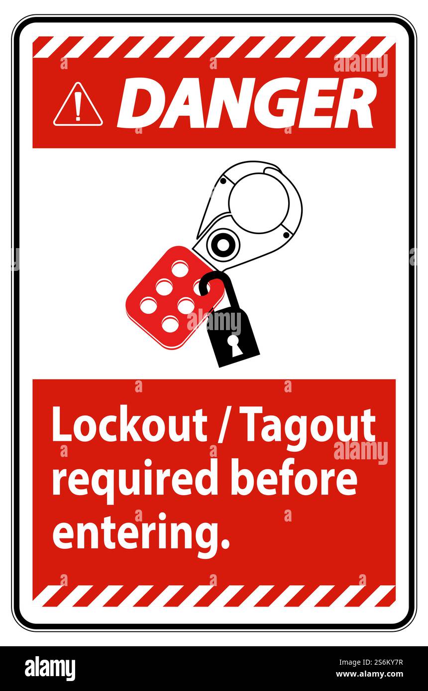 Danger Sign Lockout ,Tagout Required Before Entering Stock Vector Image ...