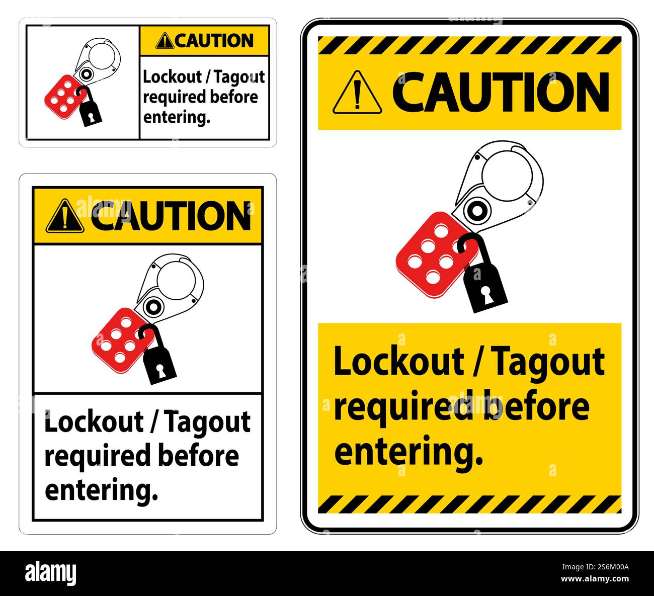 Caution Sign Lockout ,Tagout Required Before Entering Stock Vector ...