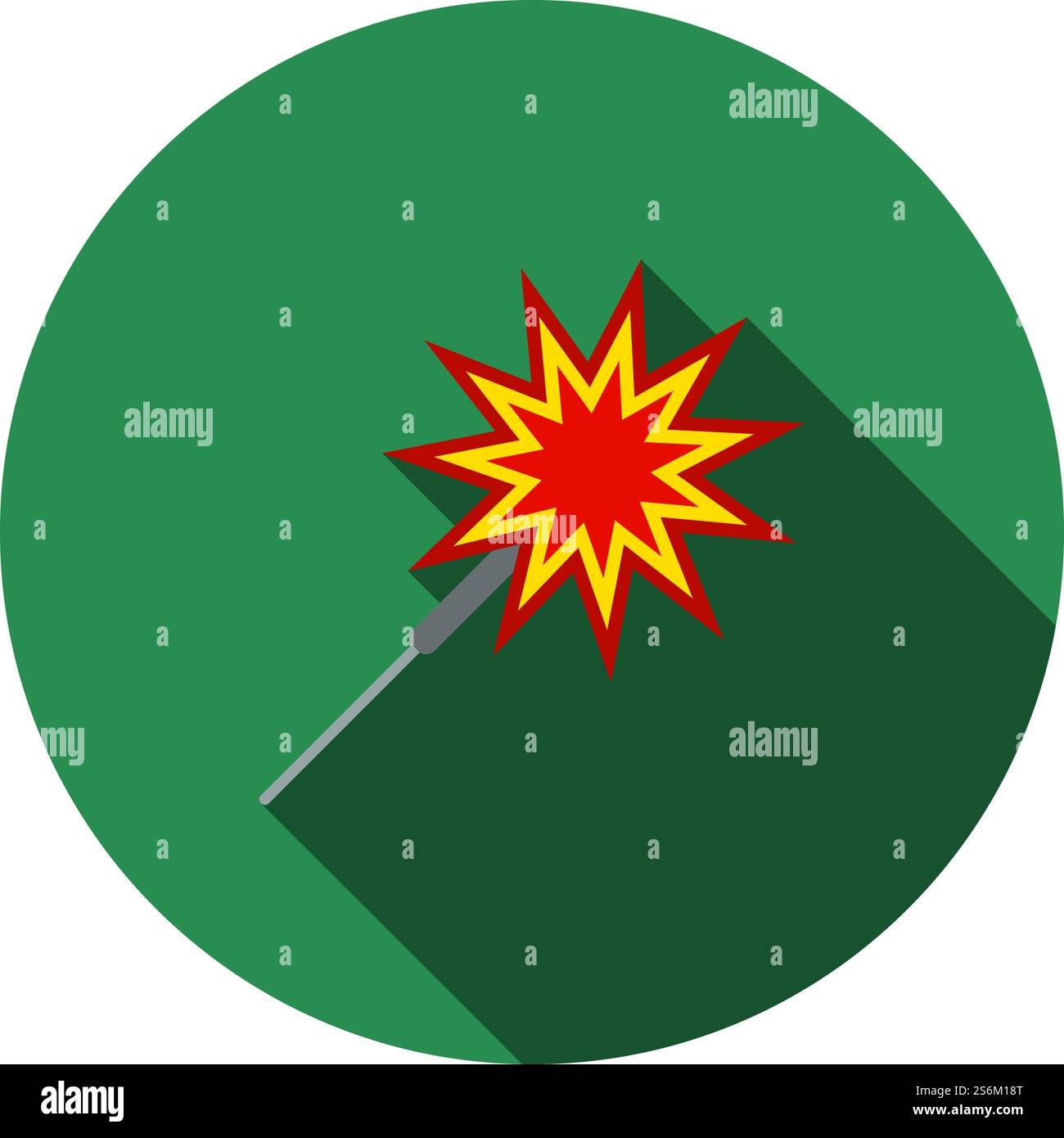 Party Sparkler Icon. Flat Circle Stencil Design With Long Shadow. Vector Illustration. Stock Vector