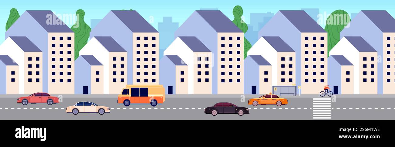 Modern city street. Urban district, new buildings area. Apartment ...