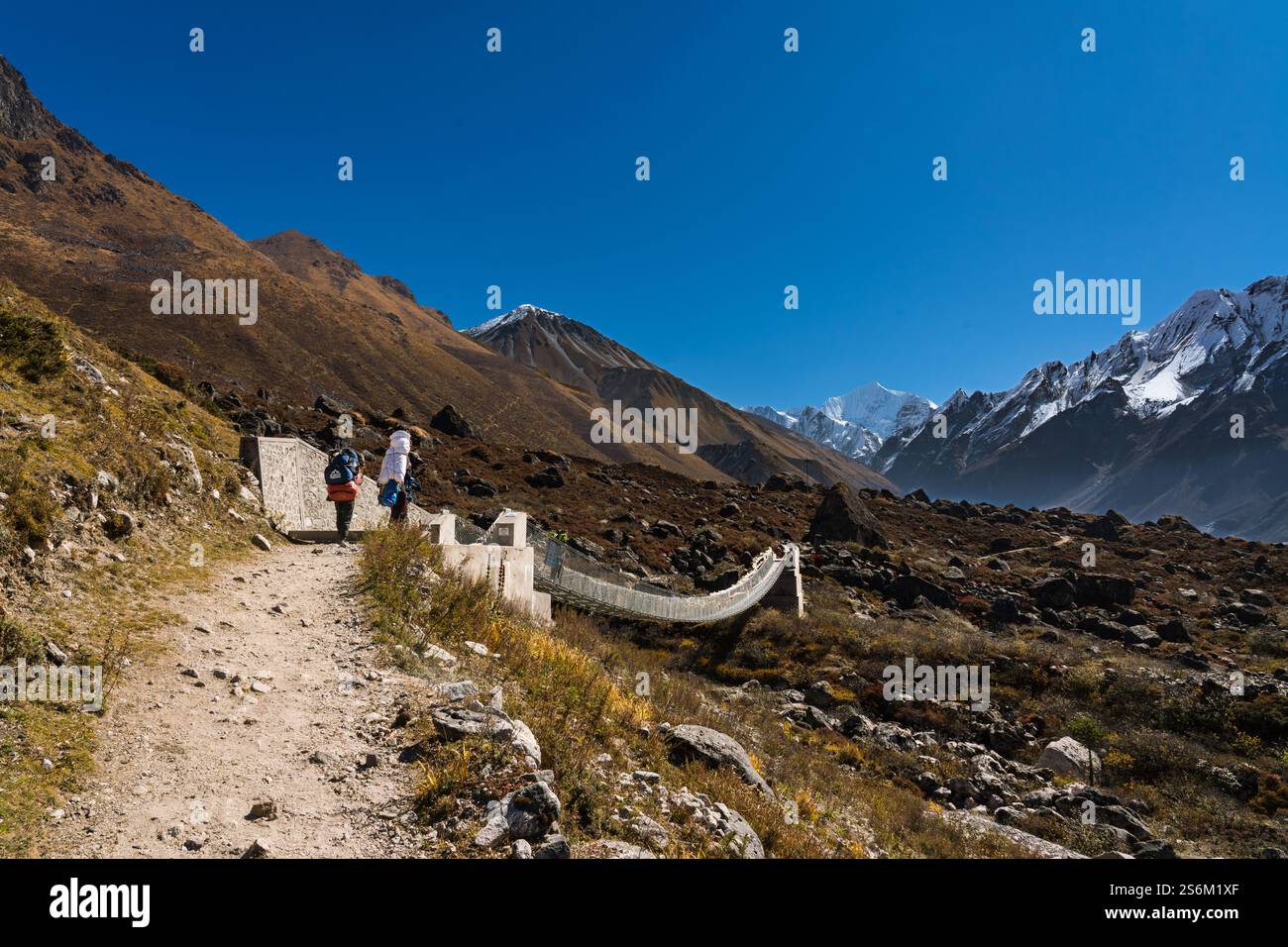 A suspension bridge in the himalayas Stock Photo - Alamy