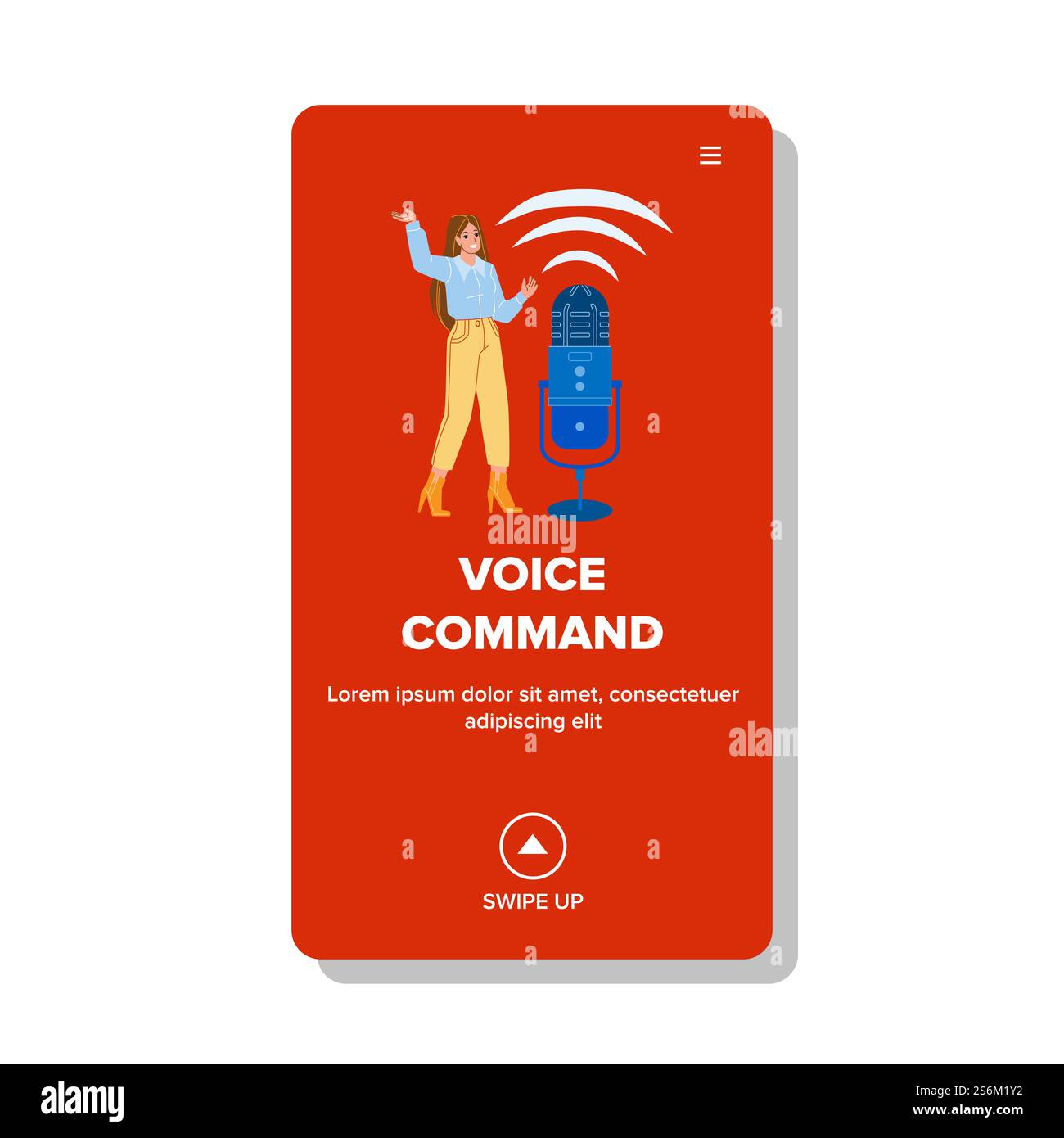 Commanding Talk Voice Command Personal Assistant Talk Girl Vector. Young Girl Speak ...