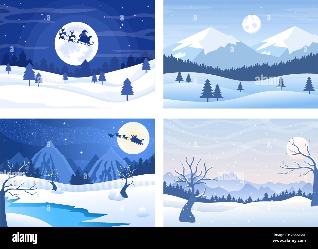 Christmas Winter Landscape and New Year Background Vector Illustration ...
