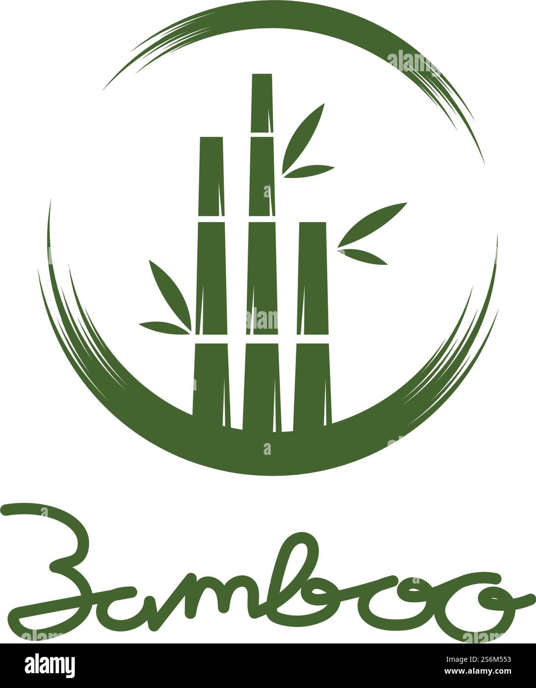 Bamboo with green leaf logo ilustration vector template Stock Vector