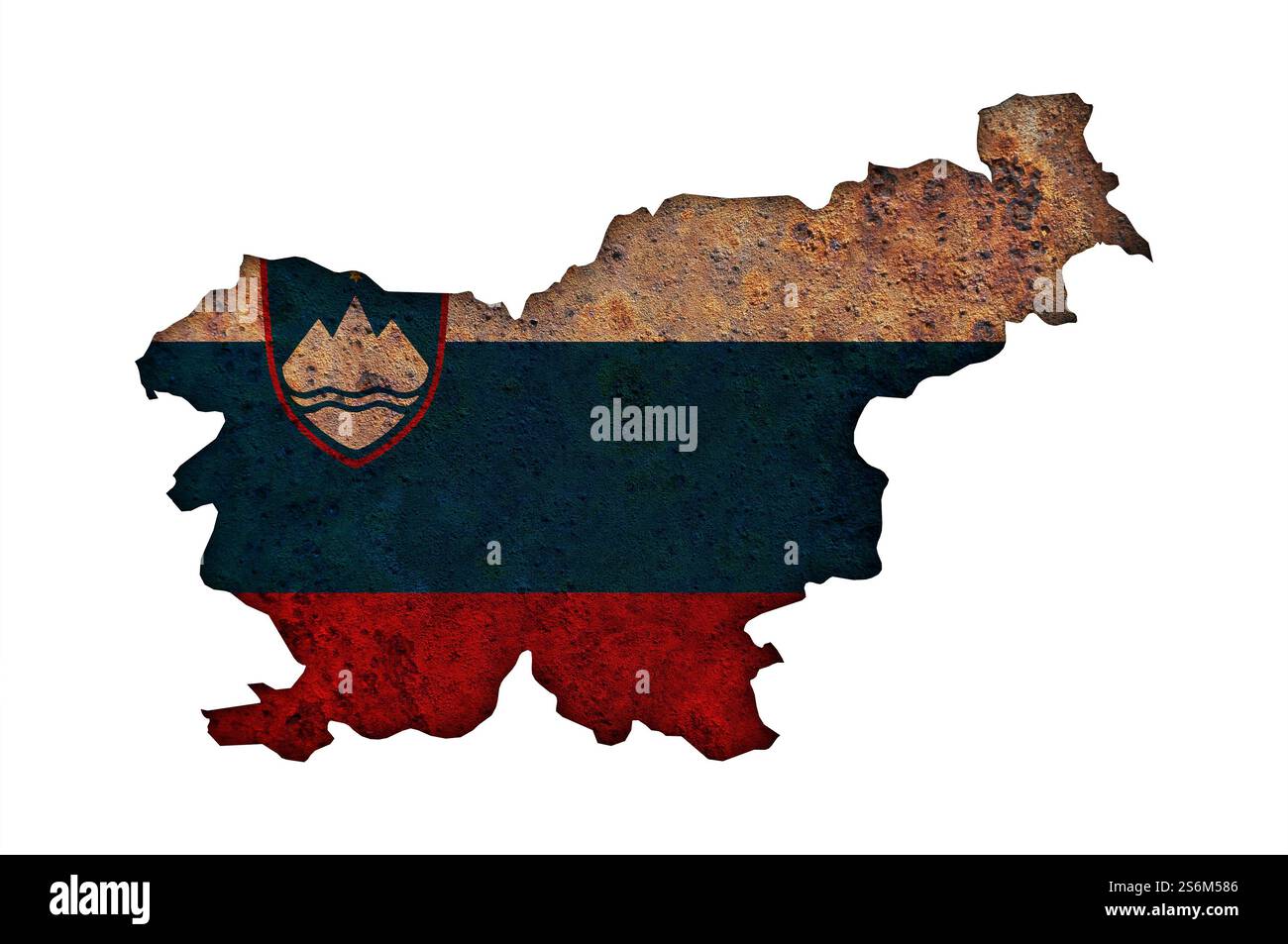 Map and flag of slovenia on rusty metal hi-res stock photography and ...