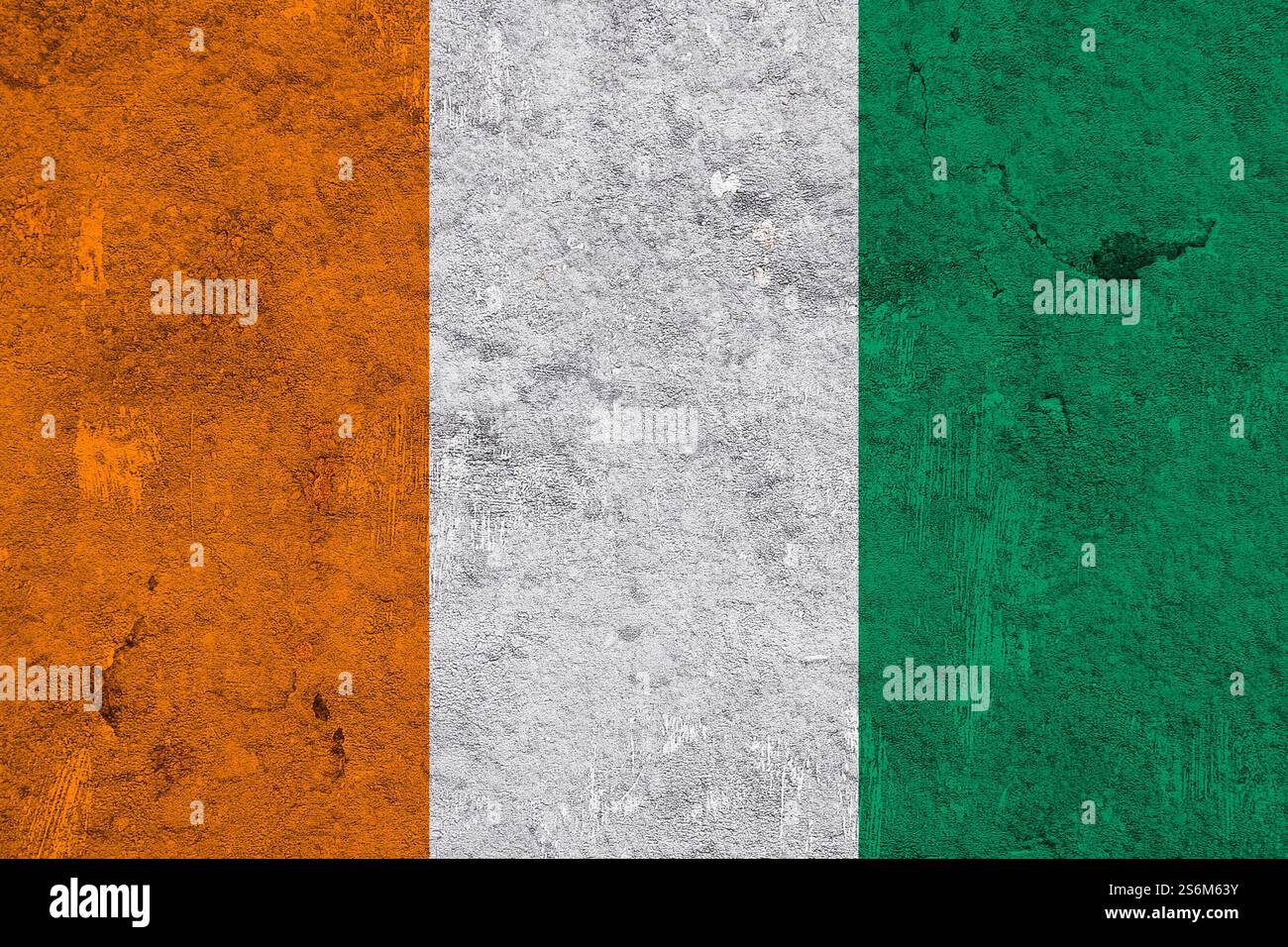 Ivory Coast flag on weathered concrete Stock Photo
