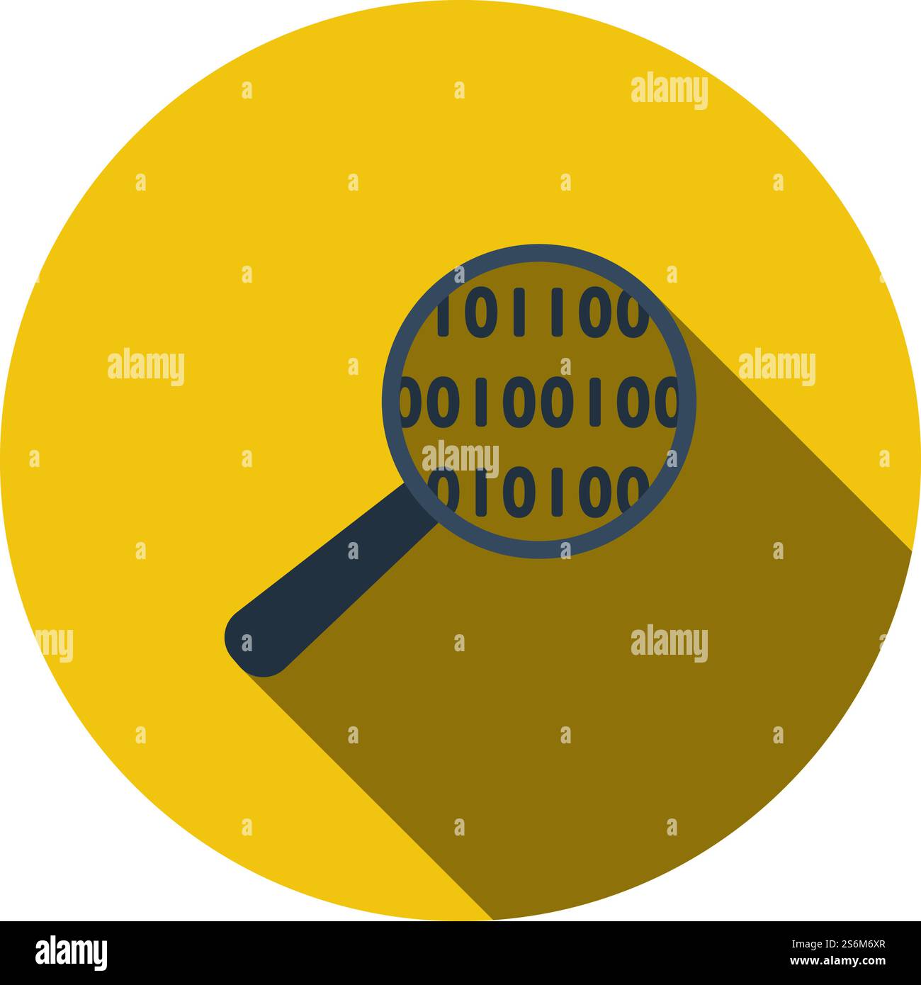 Data Analysing Icon. Flat Circle Stencil Design With Long Shadow. Vector Illustration. Stock Vector