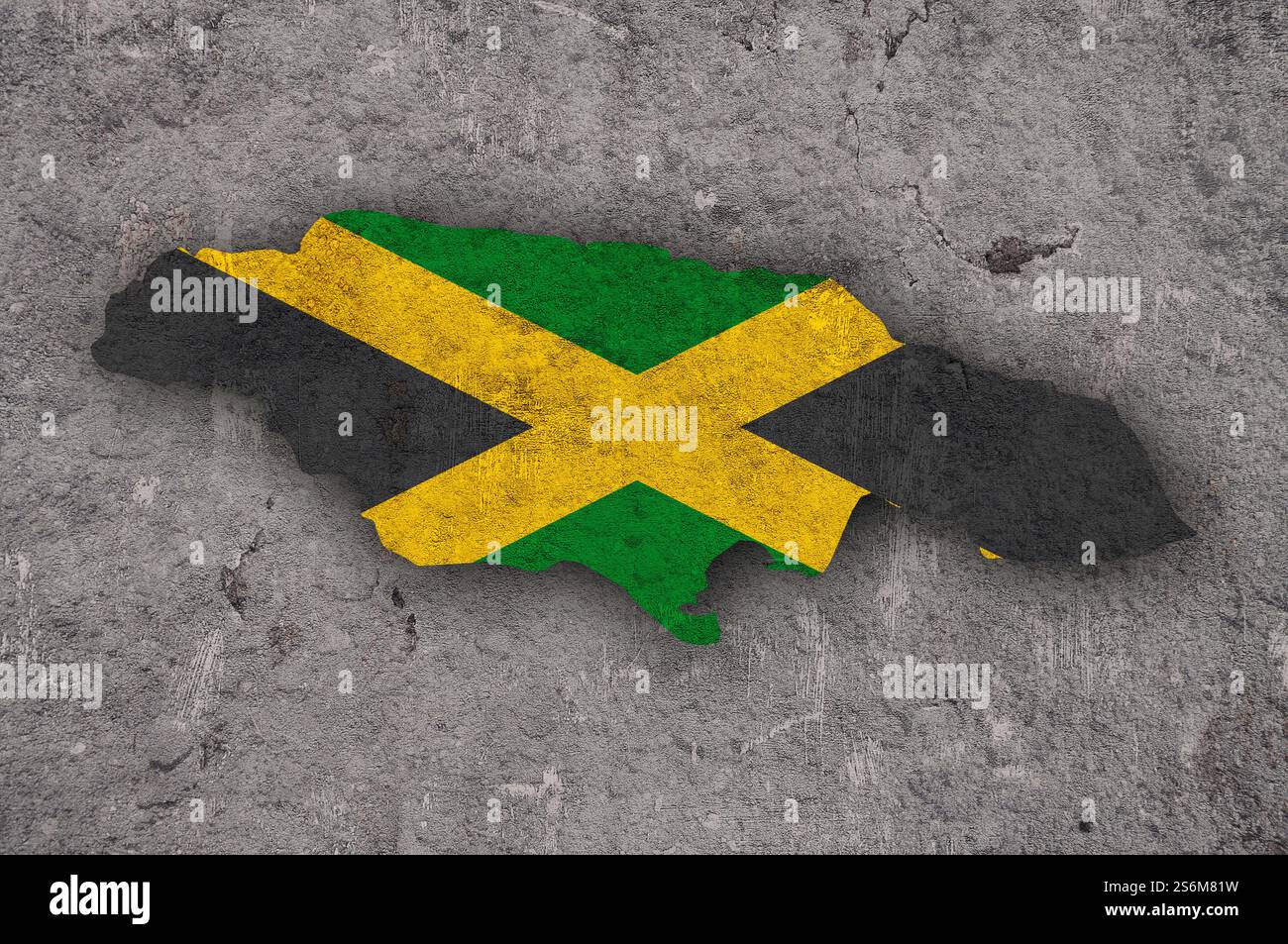 Map and flag of Jamaica on weathered concrete Stock Photo - Alamy