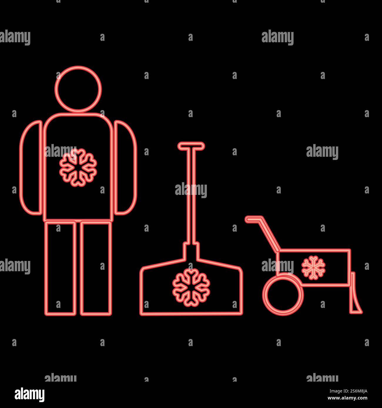 Neon snow removal red color vector illustration flat style light image ...