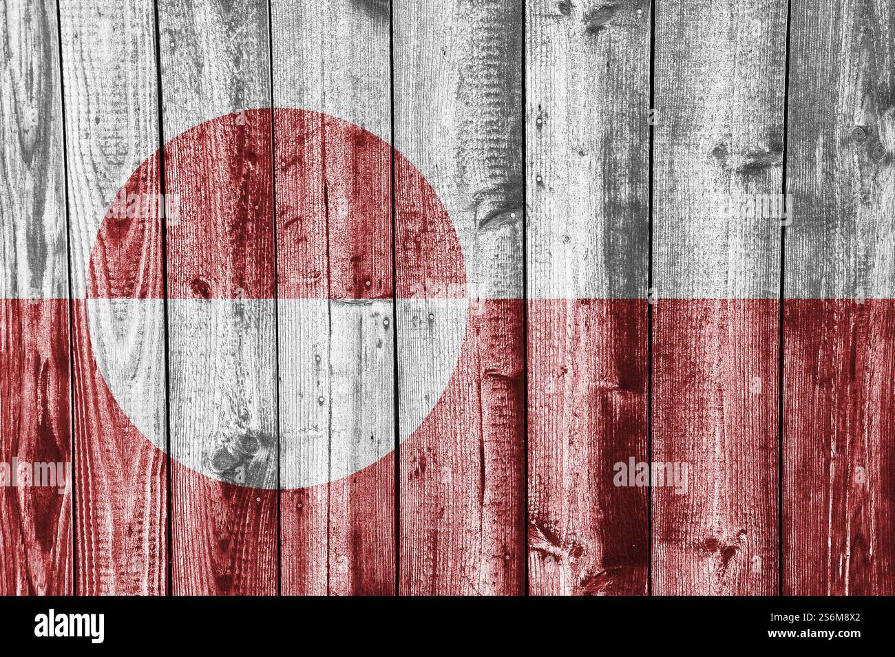 Greenland flag on weathered wood Stock Photo - Alamy