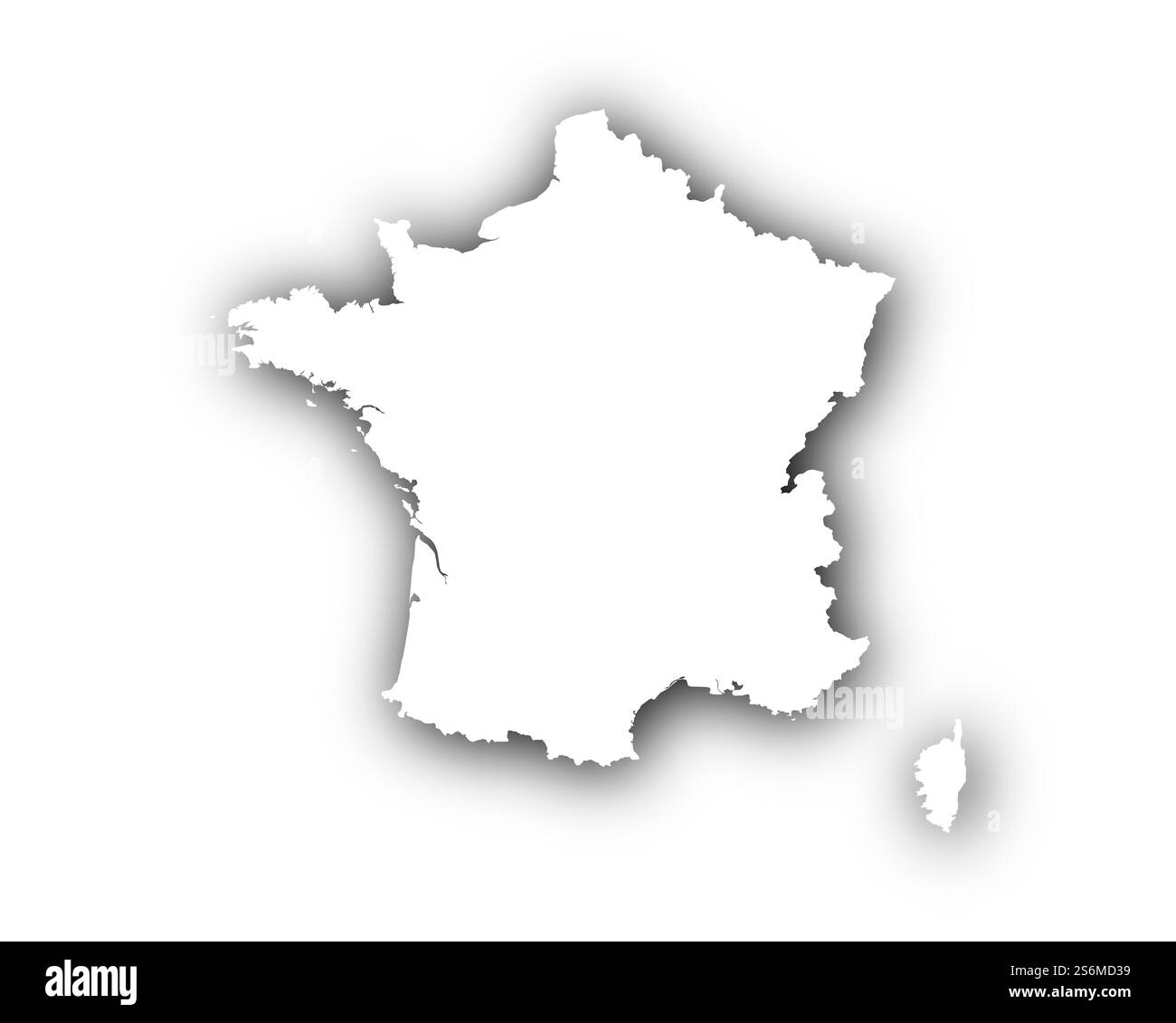 Map of France with shadows Stock Photo - Alamy