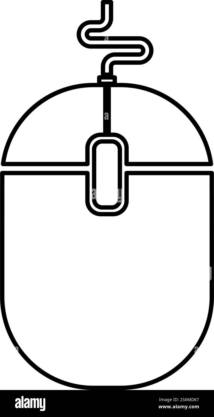 Computer mouse contour outline icon black color vector illustration ...