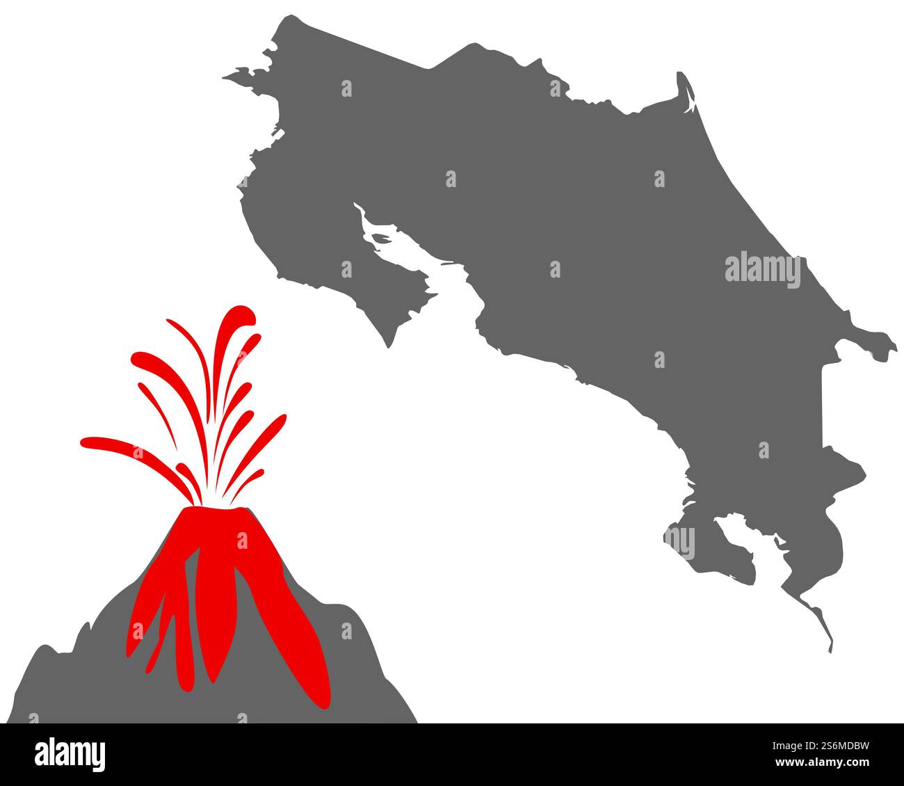 Map of Costa Rica with volcano Stock Photo - Alamy