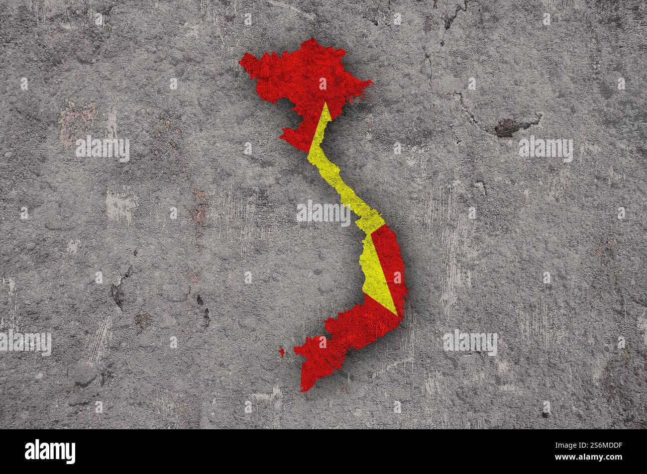 Map and flag of Vietnam on weathered concrete Stock Photo - Alamy