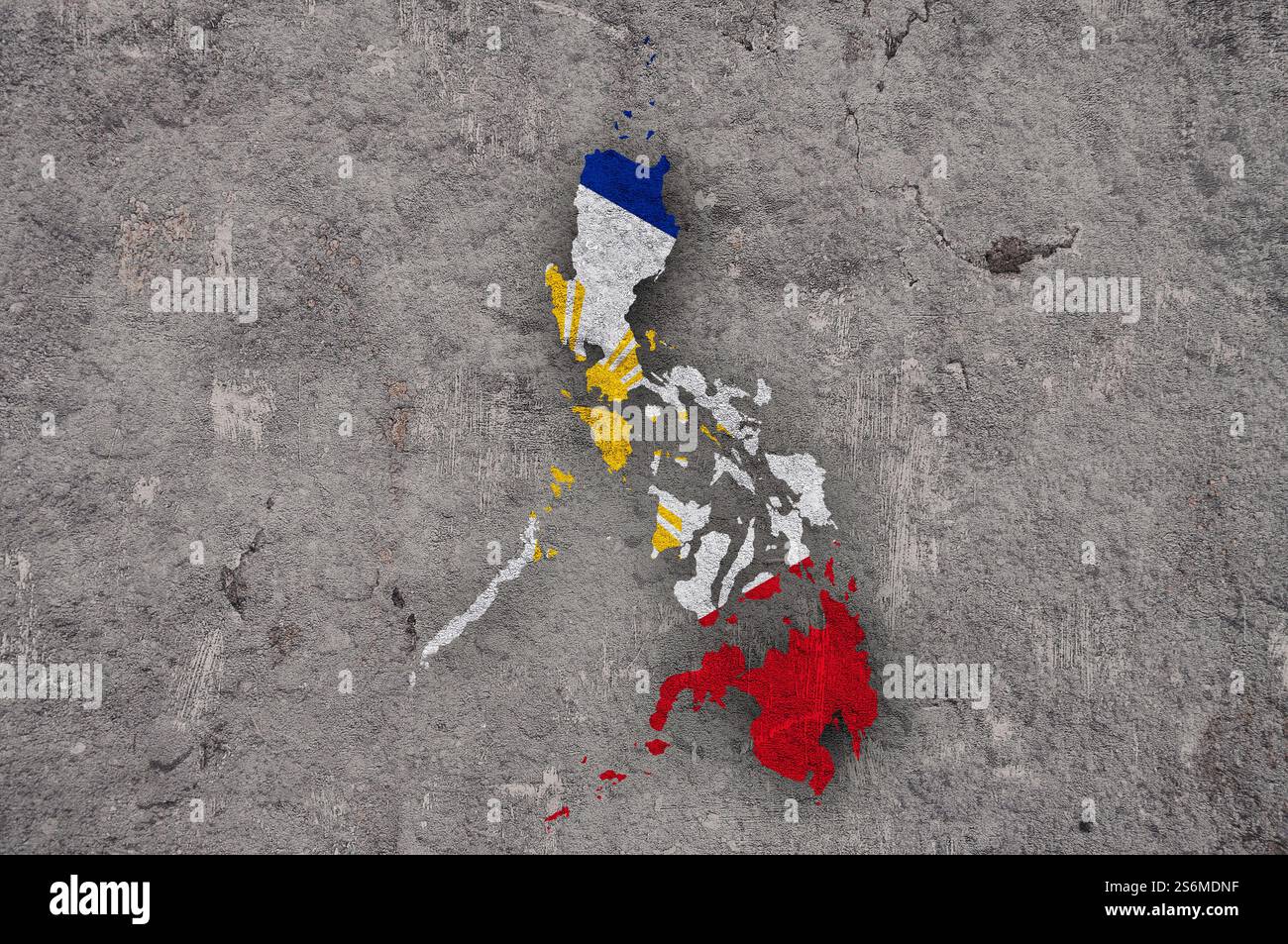 Map and flag of the philippines on weathered concrete hi-res stock ...