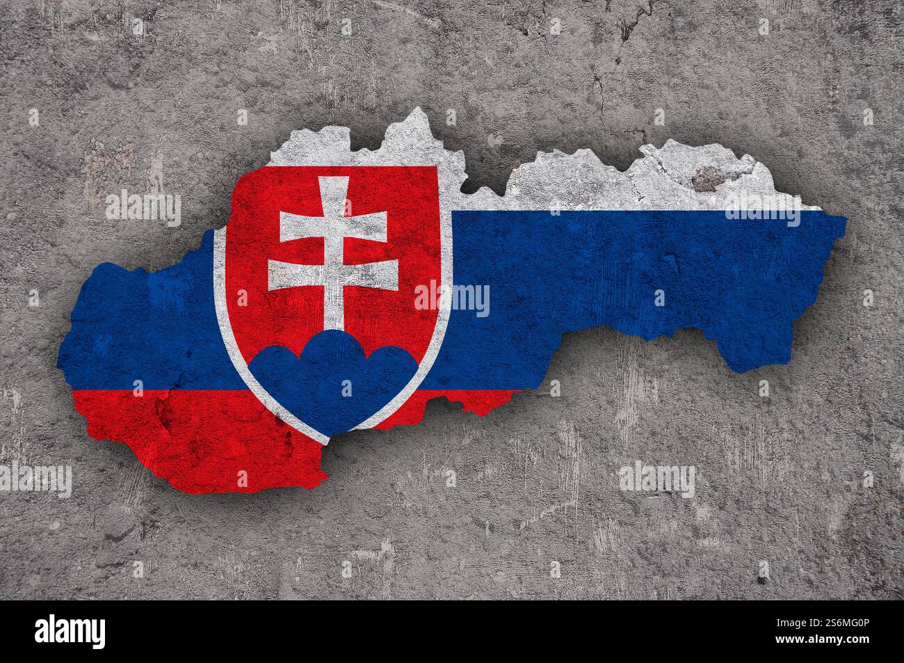 Map and flag of Slovakia on weathered concrete Stock Photo - Alamy