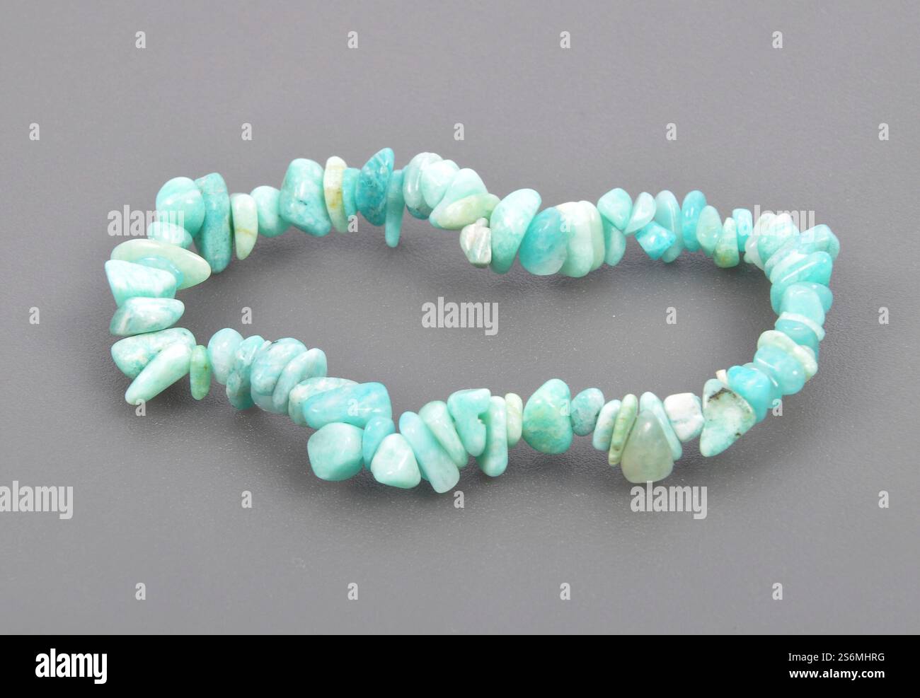 Amazonite sliver necklace on a gray background Stock Photo