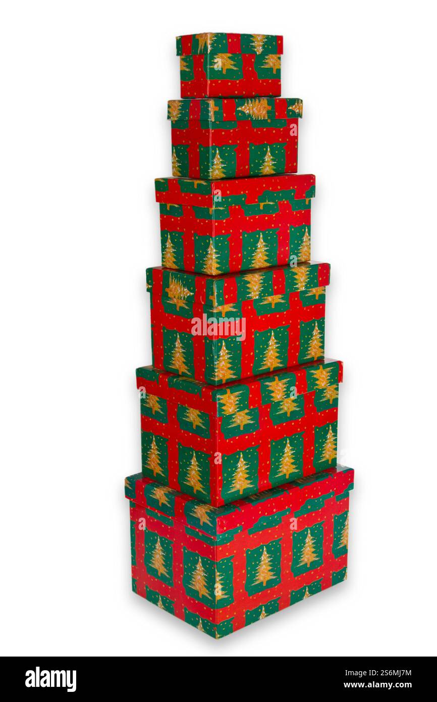 Christmas presents cropped on white background Stock Photo