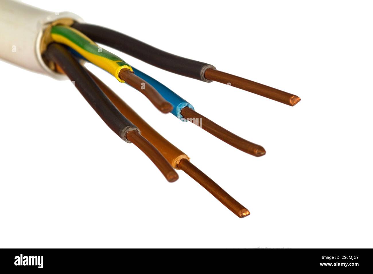 Power cable cropped on white background Stock Photo