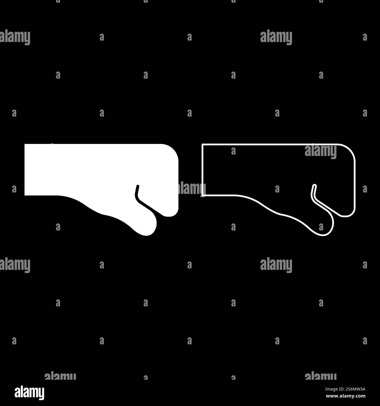 Fist icon white color vector illustration flat style simple image set ...
