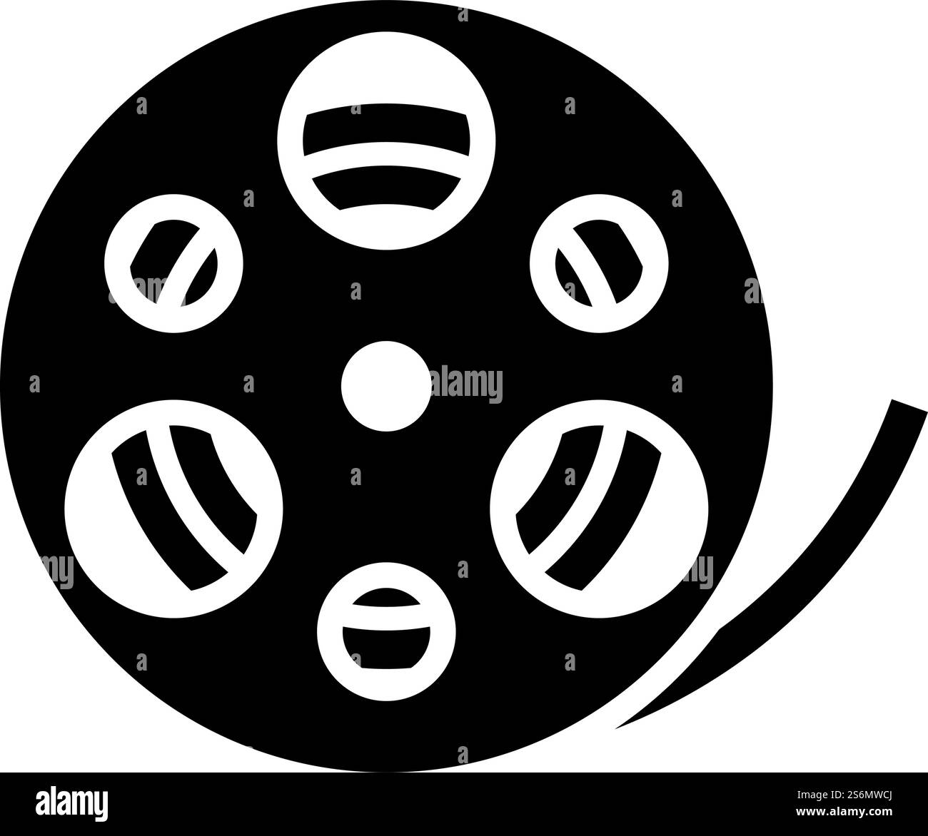 Movie Reel Icon. Black Stencil Design. Vector Illustration Stock Vector ...