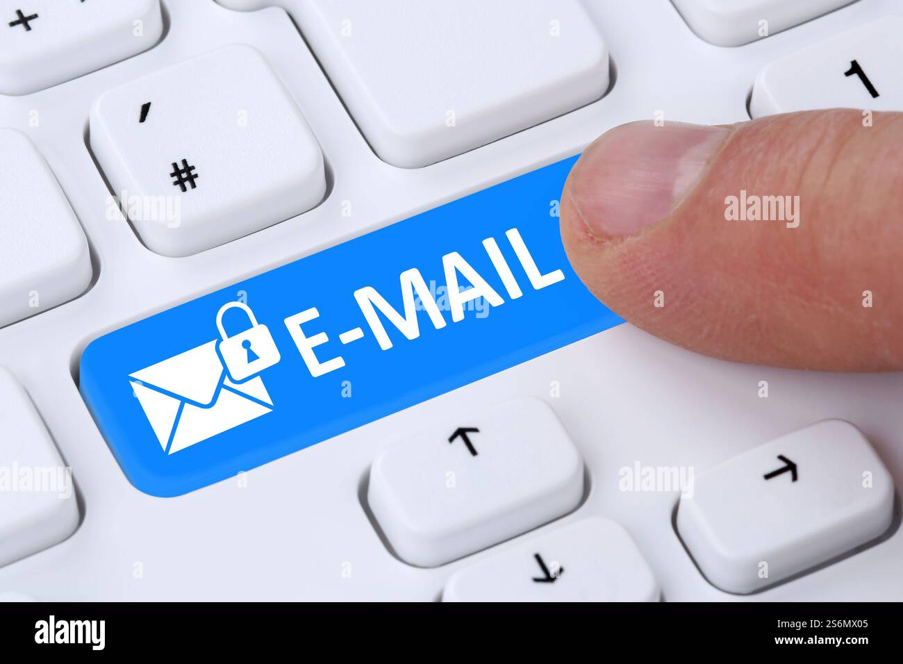 Encrypted secure email Send email on the Internet with letter icon Stock Photo