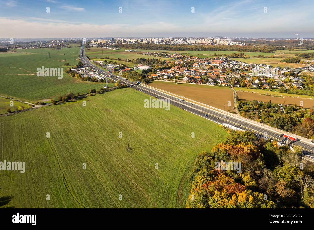 Aerial view of D1 Highway by Pruhonice in Autumn 2022 Stock Photo - Alamy