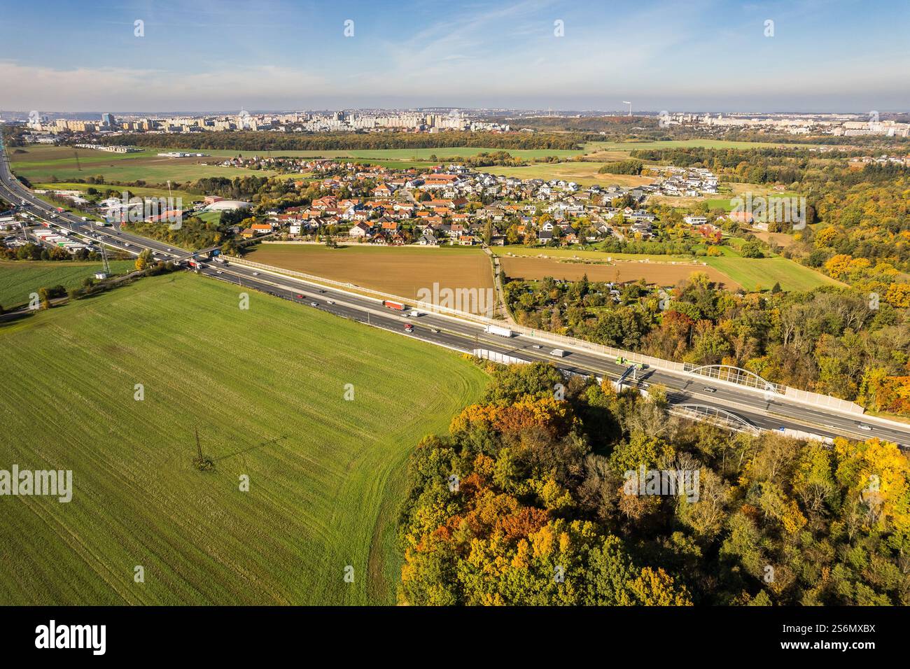 Aerial view of D1 Highway by Pruhonice in Autumn 2022 Stock Photo - Alamy