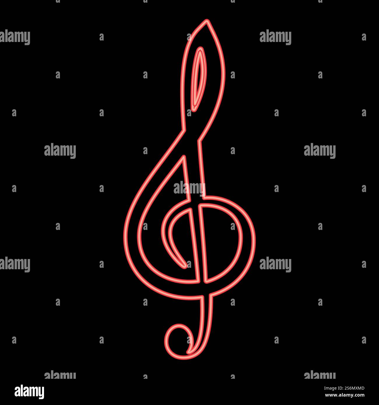 Neon treble clef red color vector illustration flat style light image. Neon treble clef red color vector illustration flat style image Stock Vector