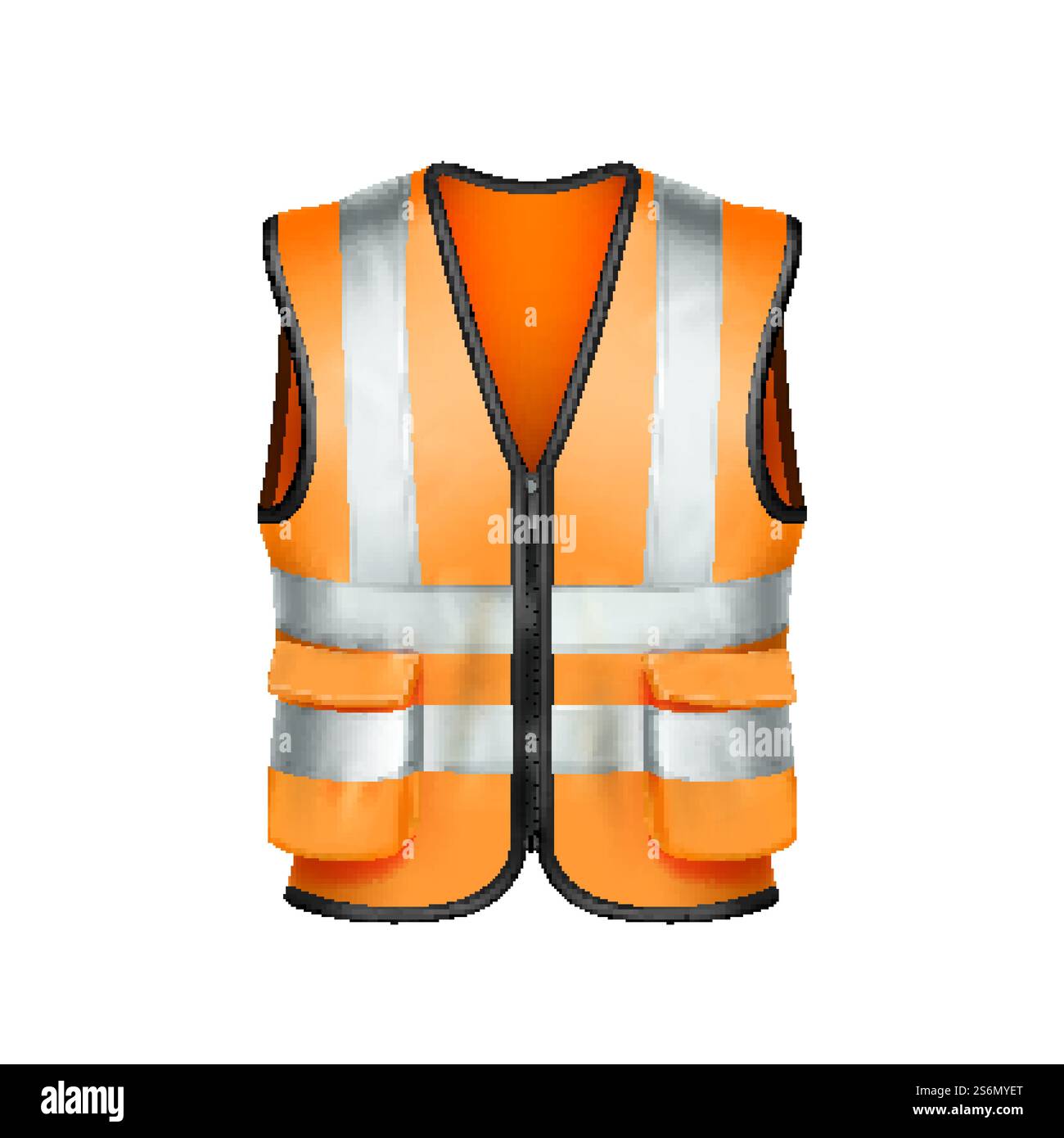 Safety Vest Builder Protection Clothes Vector. Orange Safety Vest With ...