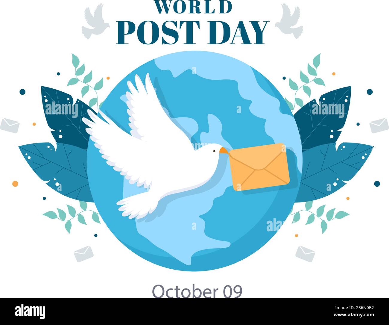World Post Day Background Which is Celebrated on October 9 with Mail ...
