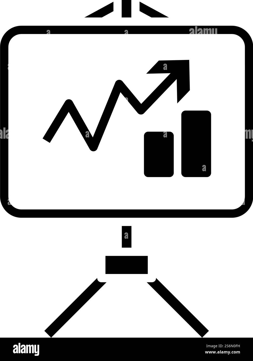 Analytics Stand Icon. Black Stencil Design. Vector Illustration. Stock Vector