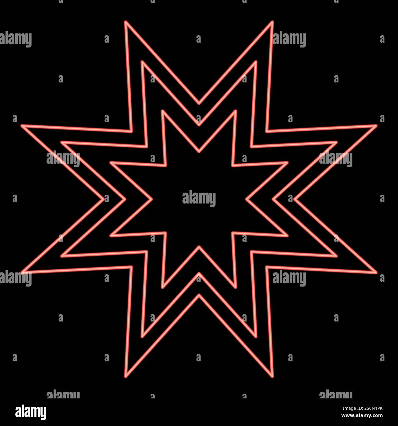 Neon trendy retro star red color vector illustration flat style light ...