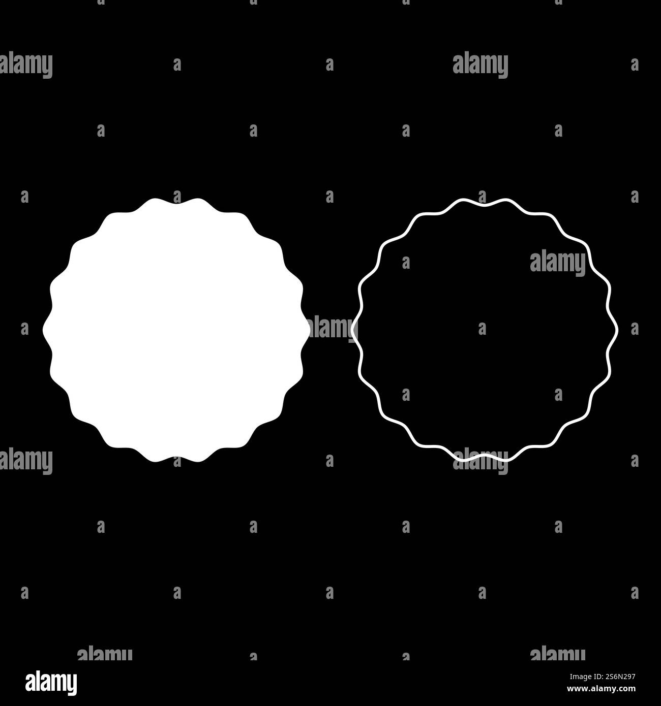 Round element with wavy edges Circle label sticker icon white color ...