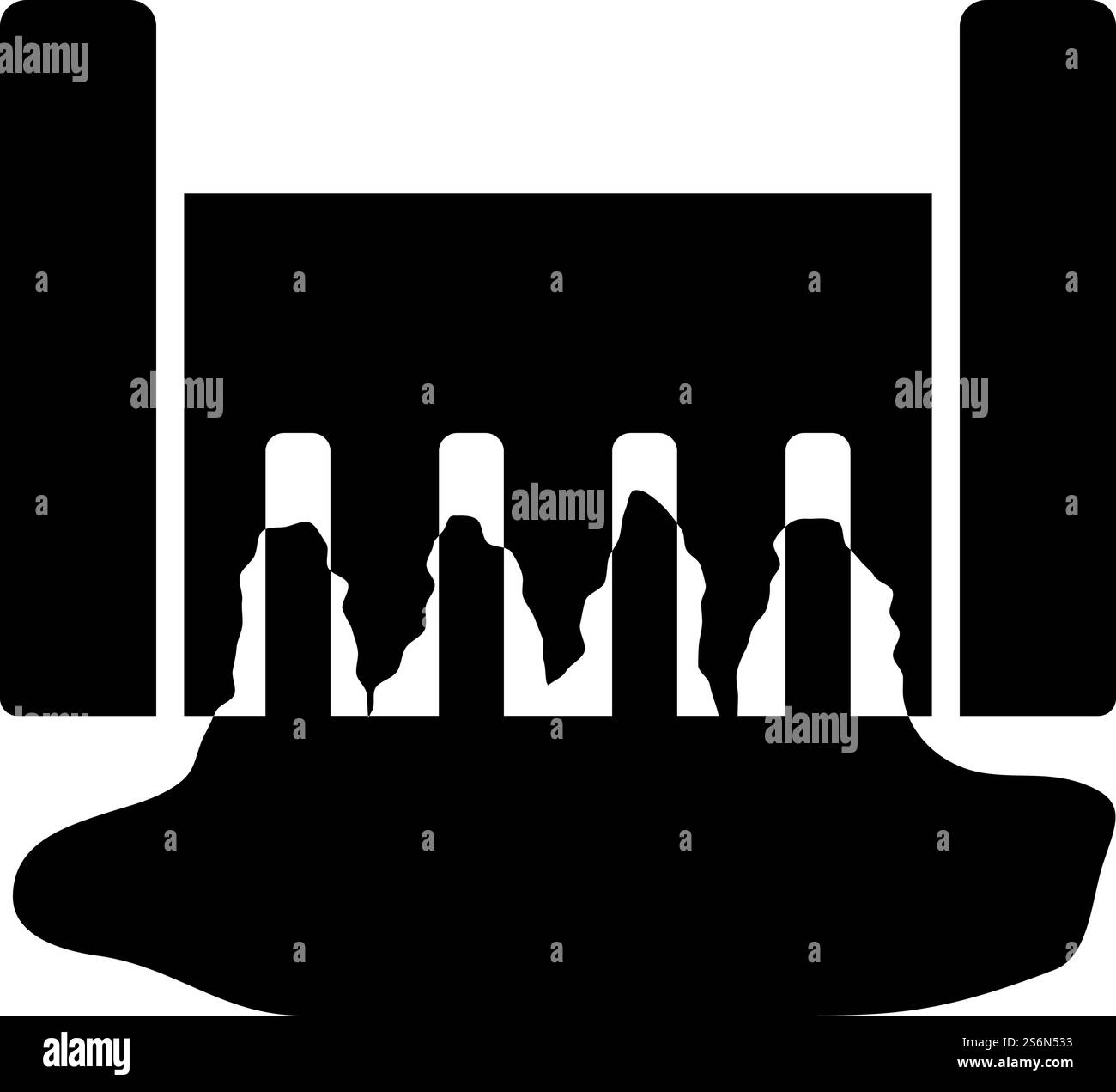 Hydro Power Station Icon. Black Stencil Design. Vector Illustration. Stock Vector
