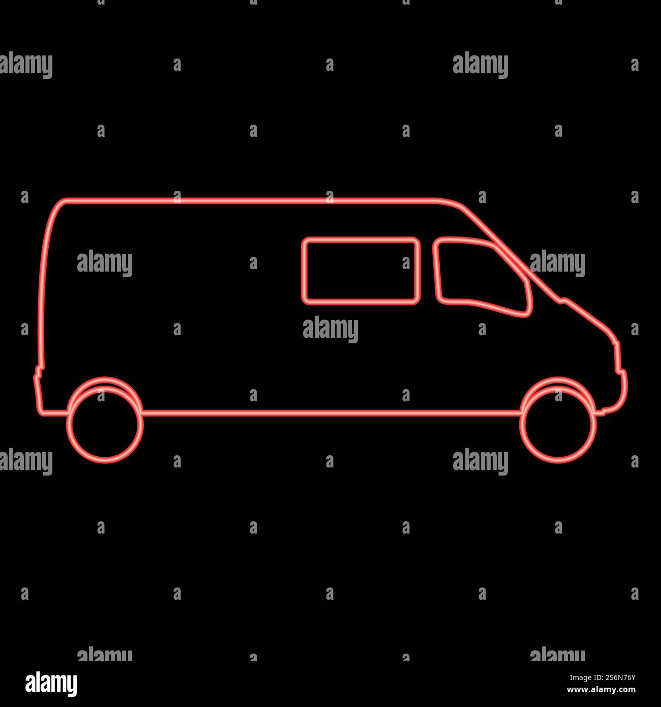 Neon bus red color vector illustration flat style light image. Neon bus red color vector illustration flat style image Stock Vector