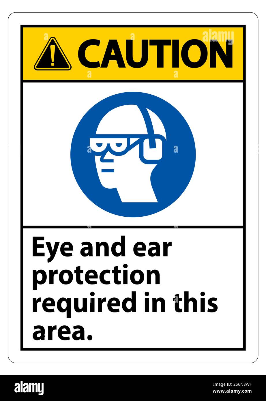 Caution Sign Eye And Ear Protection Required In This Area Stock Vector ...