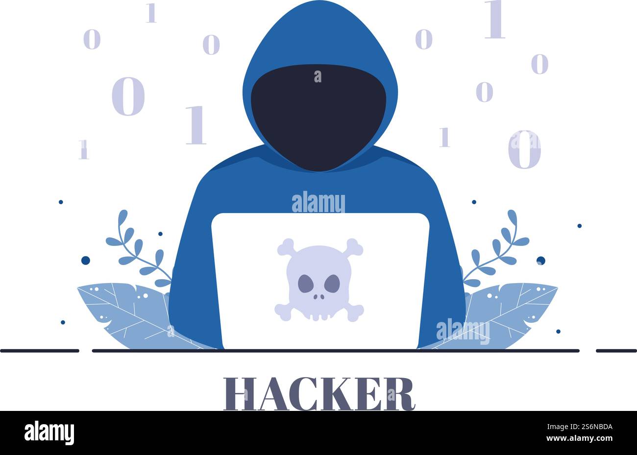 Hacker Using Computer Server to Activity Hacked Database, Network Storage, Social Account, Credit Card or Security. Background Vector Illustration Stock Vector