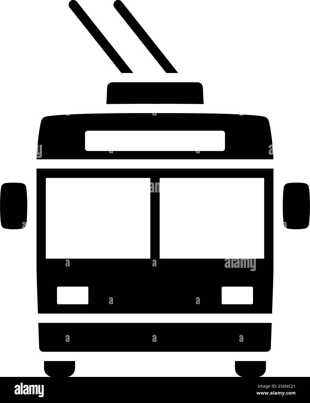 Trolleybus Icon. Black Stencil Design. Vector Illustration. Stock Vector