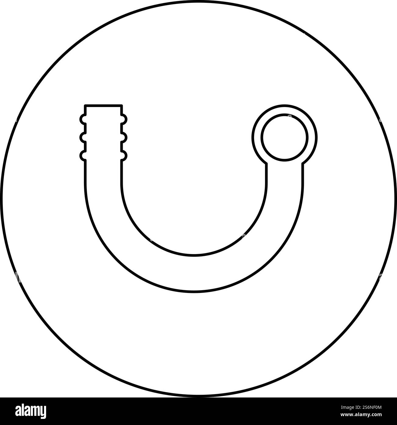 Branch pipe icon in circle round black color vector illustration solid outline style simple image. Branch pipe icon in circle round black color vector illustration solid outline style image Stock Vector