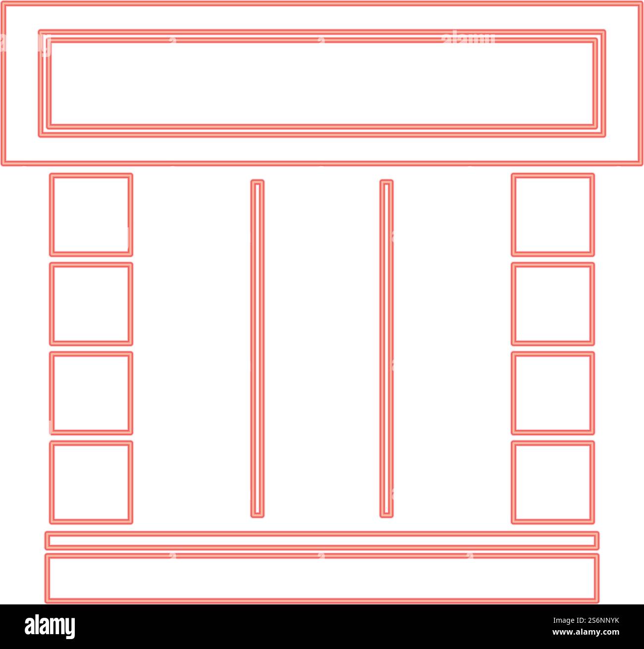 Neon shopfront red color vector illustration flat style light image. Neon shopfront red color vector illustration flat style image Stock Vector