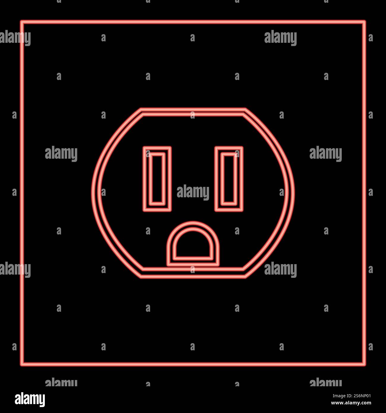 Neon socket red color vector illustration flat style light image. Neon socket red color vector illustration flat style image Stock Vector