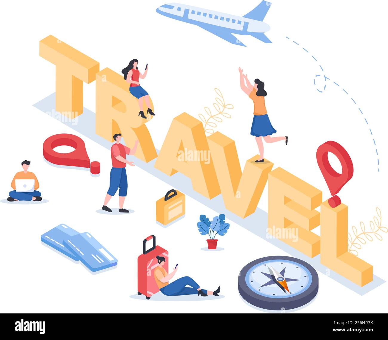 Travel Around The World Vector Illustration Background. Time to Visits ...