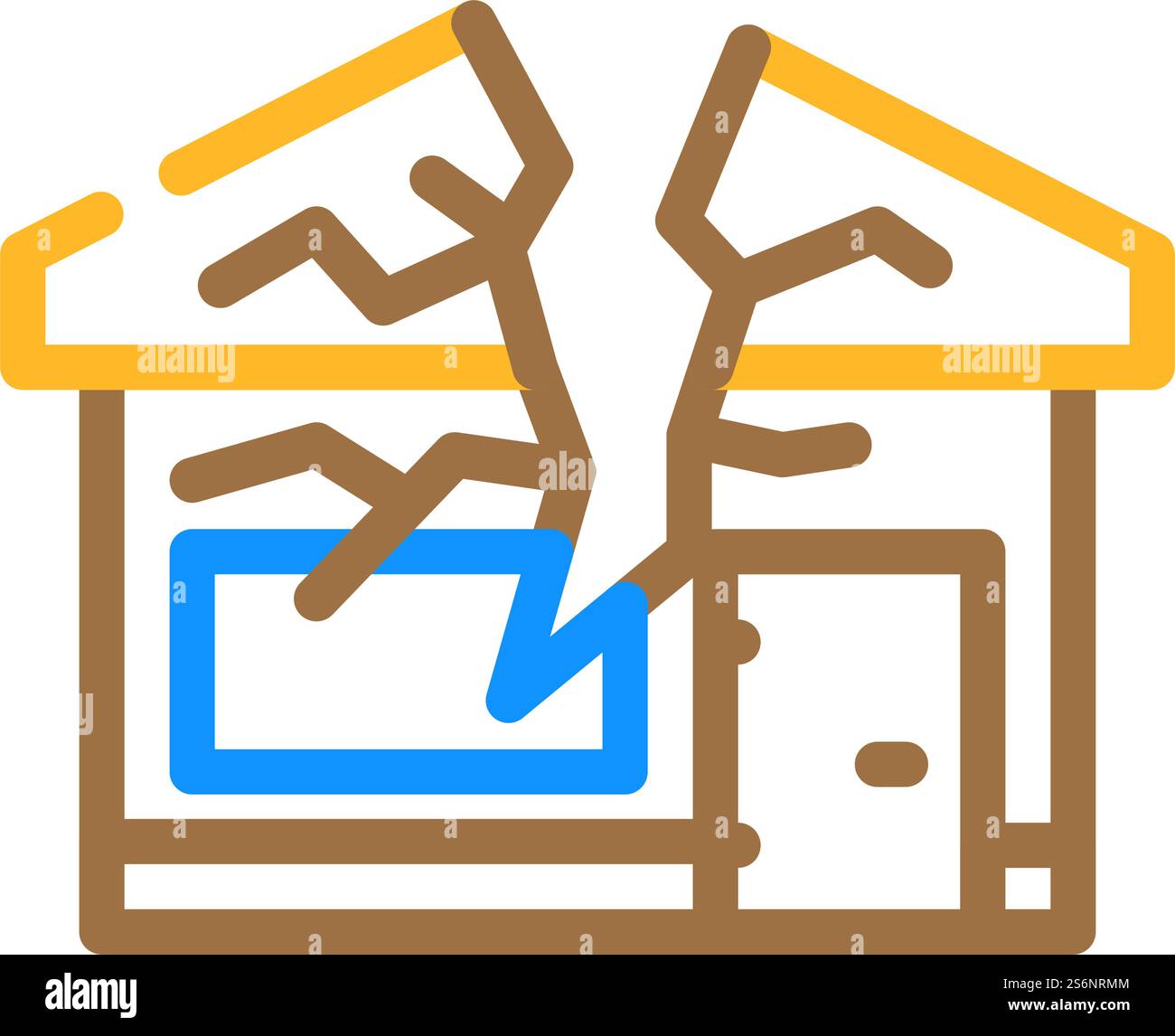 crashed house color icon vector. crashed house sign. isolated symbol ...