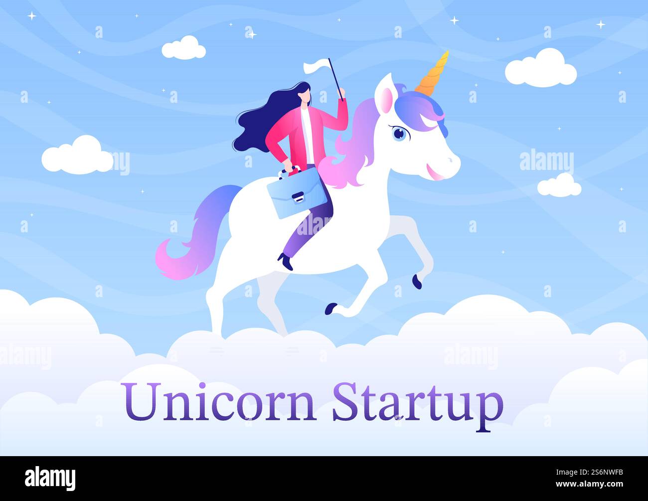 Unicorn Business Startup Symbol Vector Illustration. Businessman of ...