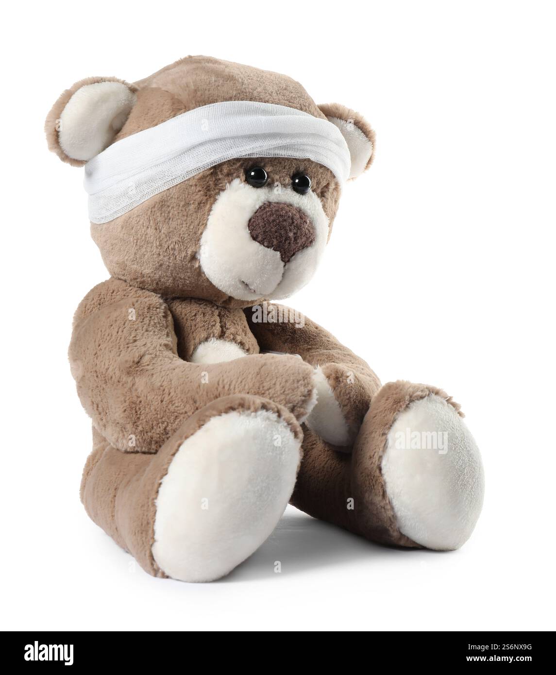 Teddy bear with bandage isolated on white Stock Photo - Alamy